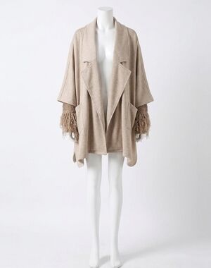 NEW DAVI & DANI that's not all open front jacket in oatmeal